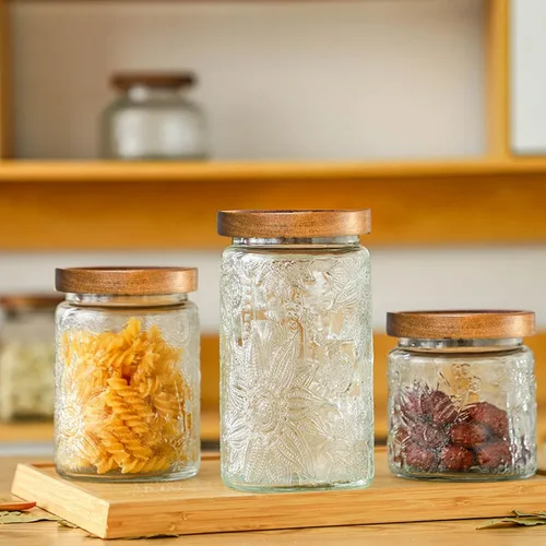 Miniatura 3 de Adodeen Tarros de vidrio vintage de 32 onzas con tapas, recipientes herméticos para almacenamiento de alimentos, recipientes de cocina para azúcar