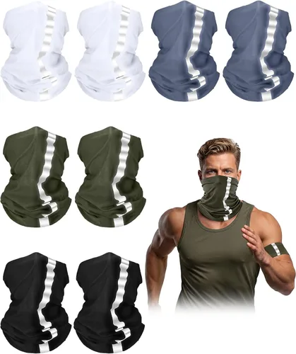 Miniatura 12 de SATINIOR 8 polainas para el cuello, reflectante, refrescante, protección UV, bandana de neón, máscara facial transpirable para hombres y mujeres