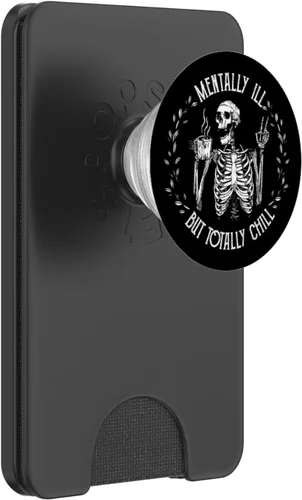 Miniatura 7 de Diseño de Halloween con diseño de esqueleto mentalmente ILL But Totally Chill, PopSockets intercambiables PopGrip