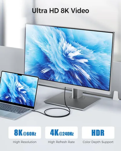 Miniatura 3 de Cable Matters [Certificado por Intel] Cable Thunderbolt 4 de 40Gbps 1 pie con video 8K y carga de 240W - 0,3m, compatible con USB4, Cable
