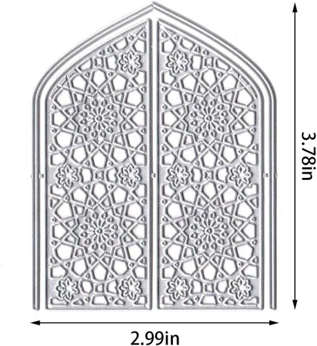 Miniatura 2 de Threetols Fondo de ventana de puerta troquelado de metal para hacer tarjetas, marco de ventana de flores, troqueles de corte para manualidades