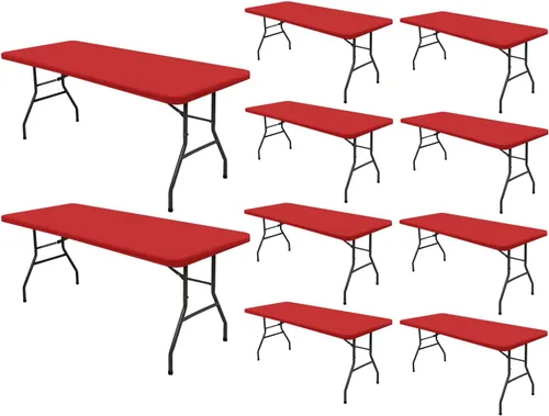 Miniatura 22 de Pack de 6 manteles de picnic elásticos ajustados para mesas rectangulares de 6 pies, impermeables, lavables, de spandex para patio, plegables