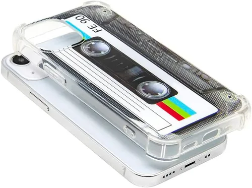 Miniatura 5 de FAteamll Funda para iPhone 13 Mini, acabado mate, resistente, suave, con esquinas reforzadas, TPU suave, parachoques retro, funda de cinta de casete