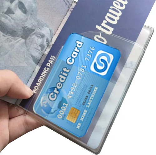 Miniatura 3 de Funda impermeable transparente para pasaporte, protector de pasaporte de plástico, artículos esenciales de viaje, unisex para adultos, con funda