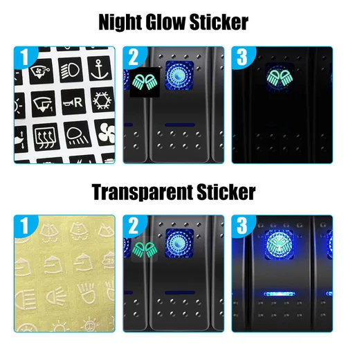 Miniatura 5 de FXC Panel de interruptor basculante azul de barco marino impermeable de 4 vías con enchufe USB QC3.0 y ranura tipo C + encendedor de cigarrillos +