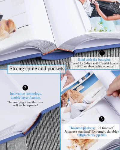 Miniatura 2 de 1DOT2 Álbum de fotos de 4 x 6 con capacidad para 402 fotos con bolsillos deslizantes para notas, cubierta de lino, álbumes de fotos con espacio