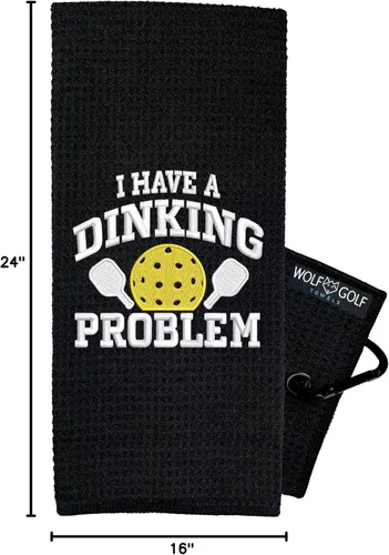 Miniatura 3 de Wolf Golf Towels Toalla de pickleball - Tengo un problema de dinking - Regalo - Divertido bordado - Regalo de jubilación de equipo, problema