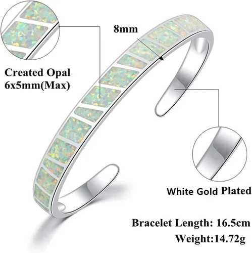 Miniatura 6 de CiNily Pulsera de ópalo para mujer, chapada en oro, hipoalergénica, con piedras preciosas abiertas
