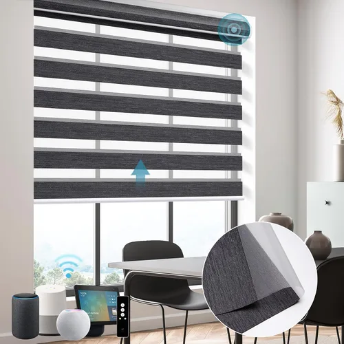 Miniatura 22 de SmartWings Persianas motorizadas de cebra con cenefa funcionan con Homekit Thread Alexa Z-Wave Smart de doble capa con control remoto, persiana