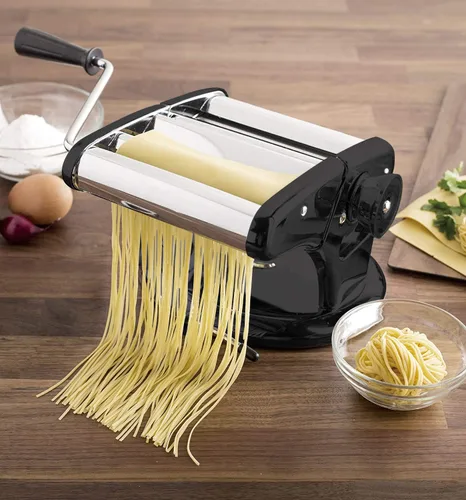 Miniatura 2 de Cestari Máquina de pasta de acero inoxidable, rodillo de 5.906 in con base de succión patentada para uso antideslizante, incluye cortador de pasta