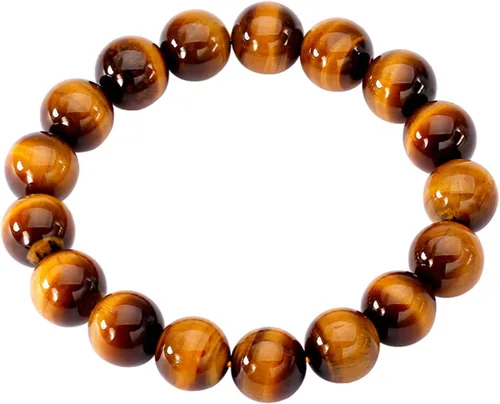 Jewever Pulsera de ojo de tigre natural para hombres y mujeres, cuentas de piedra natural elástica de 0.47 pulgadas (0.472 in), unisex