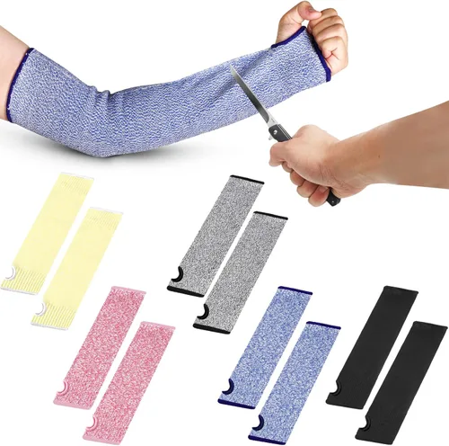 Unittype 5 pares de mangas resistentes a los cortes, protectores de brazo a prueba de mordeduras con orificio para el pulgar, protector de brazo