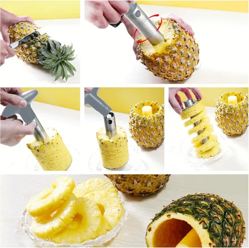 Miniatura 4 de Descorazonador de Piña, [Mejorado, Reforzado, Cuchilla Más Gruesa] Newness Premium Descorazonador de Piña, Herramienta de Cocina de Acero Inoxidable