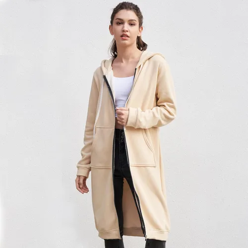 Miniatura 4 de DUOYANGJIASHA - Sudaderas largas con capucha, chaquetas de vellón de invierno de punto, sudaderas casuales con cremallera