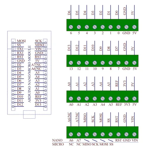 Miniatura 4 de Placa de módulo de ruptura de bloque de terminales de tornillo para Arduino Nano/Micro.