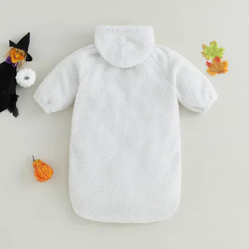 Miniatura 7 de Gueuusu Traje de bebé recién nacido con capucha, fantasma, monstruo verde, mameluco de manga larga mullido de una pieza