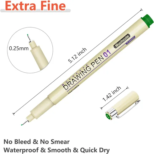 Miniatura 3 de Muchcute 01 Micro Fineliner Dibujo Arte Bolígrafos: 12 Colores 0.25mm Punta Extra Fina Biblia Sin Sangría Diario Zentangle Suministros de Estudio
