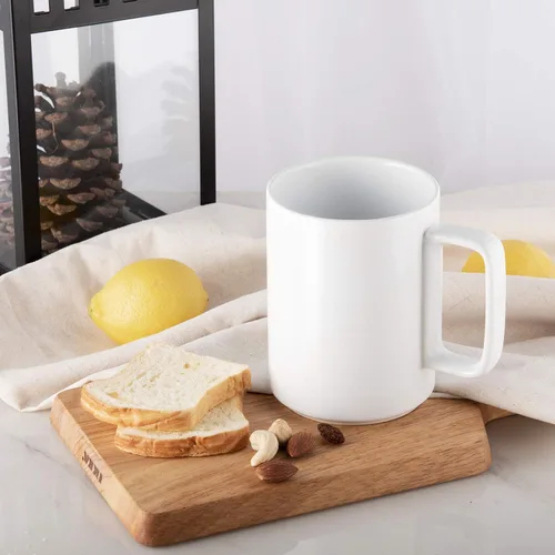 Miniatura 8 de E-liu Juego de 6 tazas de café de porcelana, tazas grandes de 16 onzas para café, té, cacao y bebidas calientes, color negro