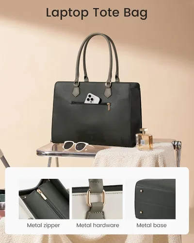 Miniatura 5 de LOVEVOOK Laptop Tote Bag for Women - PU Leather Vintage Work Tote Bag,Waterproof Business Teacher Bag with Large Cup Holder