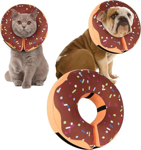 Miniatura 11 de Collar de Dona de Recuperación para Perros y Gatos, Collar de Cono de Perro Inflable Alternativa Después de la Cirugía, Cono Suave para Perros Azul
