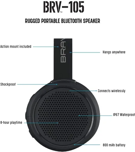Miniatura 5 de Braven BRV-105 Altavoz Bluetooth portátil resistente - Tecnología inalámbrica - Negro