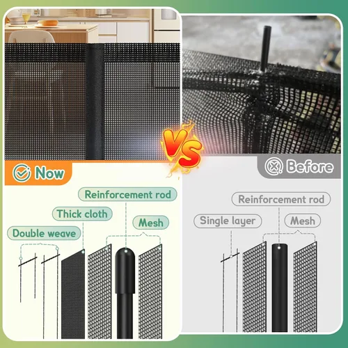 Miniatura 3 de Puertas retráctiles para bebés de 200 pulgadas extra anchas, puerta retráctil para perros de 34 pulgadas de alto para puertas, puerta retráctil Negro