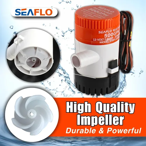 Miniatura 2 de SEAFLO Bomba de Sentina Serie 01 500 GPH – 12V, Salida de 3/4", Bomba Sumergible Marina con Protección Antibloqueo de Aire, Certificado CE y RoHS