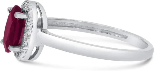 Miniatura 4 de Direct-Jewelry Anillo de diamantes y rubí ovalado de oro blanco de 14 k