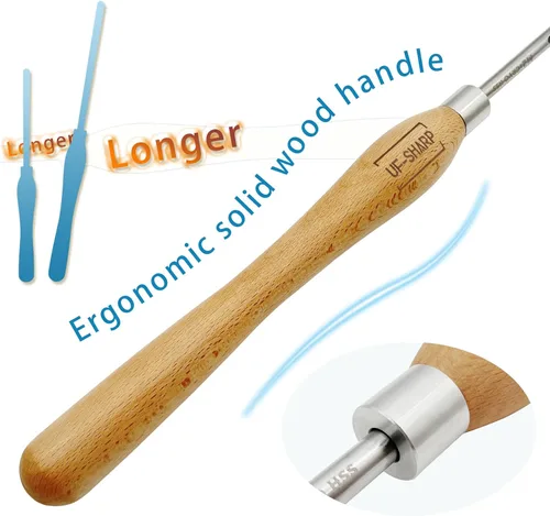 Miniatura 4 de Gubia de tazón de 1/2 " para torno de madera, herramientas de torneado de madera M2 Cryo HSS con mango de madera de haya (1/2 pulgada)