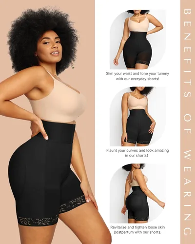 Miniatura 5 de SHAPELLX Pantalones cortos moldeadores de cuerpo de cintura alta para mujer, control de abdomen, adelgazantes, pantalones cortos para levantamiento