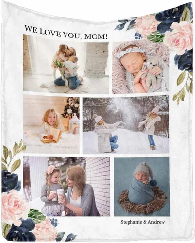 Miniatura 29 de InterestPrint Regalos personalizados para mamá, manta personalizada con fotos y fotos familiares, regalos de cumpleaños para el día de la madre