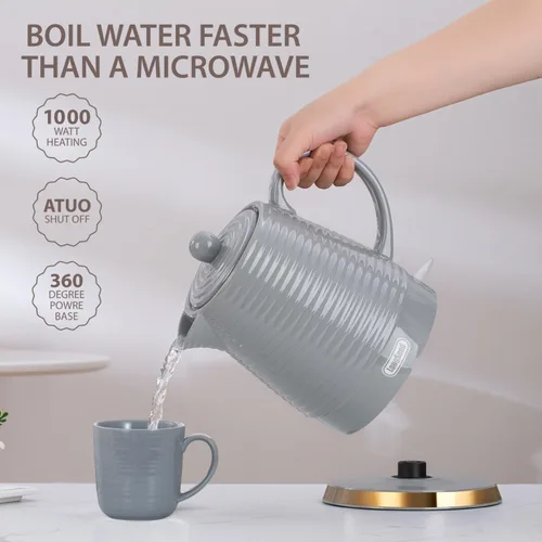 Miniatura 8 de Hervidor eléctrico de cerámica de 1.2 litros con infusor y taza, tetera de 1000W para hervir agua, hervido rápido, protección contra hervido