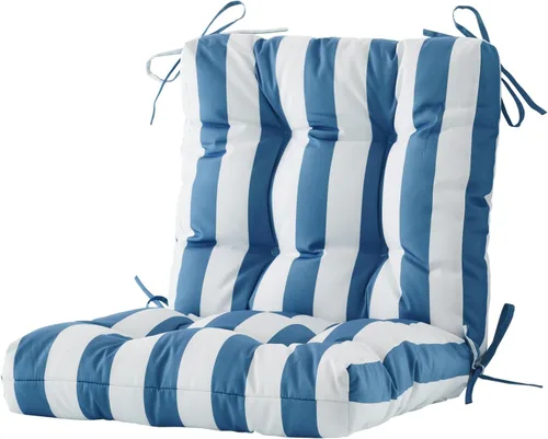 Miniatura 24 de BLISSWALK Cojines para sillas de exterior, 40 x 20 x 4 pulgadas, cojín de mimbre grueso con respaldo bajo y lazos para muebles de patio, floral