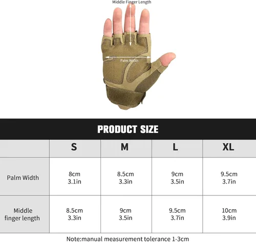 Miniatura 5 de FREE SOLDIER Outdoor Gloves for Men, Fingerless Motorcycle Gloves for Cycling Hiking Camping Climbing, Airsoft Gloves for Paintball