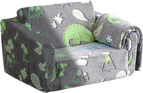 Sofá Plegable para Niños Pequeños, Sofá Plegable para Niños con Manta, Silla Desplegable para Niños Pequeños, Sofá de Espuma para Niñas y Niños,