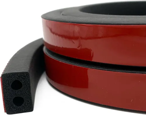 Miniatura 8 de Burlete de goma de doble agujero, tira de sello de goma EPDM autoadhesiva, negro, 1 pulgada de ancho x 1/2 pulgadas de alto, largo: 20 pies