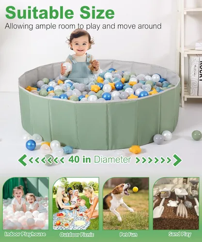 Miniatura 2 de TRENDPLAY Pozo de pelotas para niños pequeños, bebés, niños y perros, tienda de campaña plegable, corralito de juegos para gatear, casa