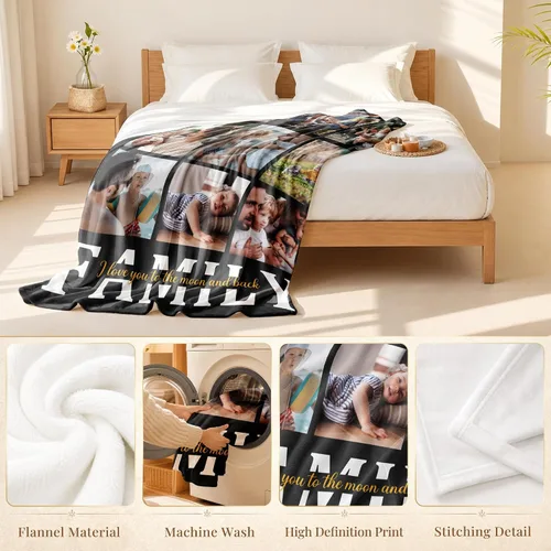 Miniatura 5 de Envío al día siguiente, manta personalizada con foto y texto impresos en EE. UU., cobijas con fotos personalizadas y mantas para lanzar, manta Foto
