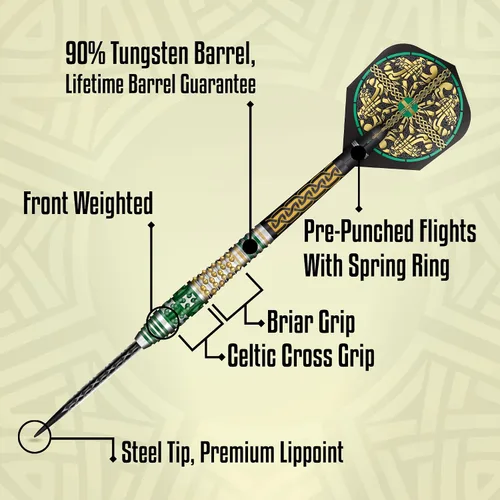 Miniatura 5 de Shot! Dardos de punta de acero, celt cernunnos (0.78 oz/0.81 oz/0.85 oz), 90% barril de tungsteno, peso frontal, juego de dardos profesionales