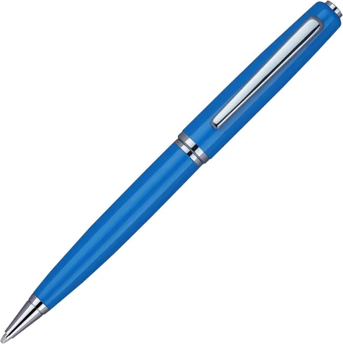 Clara Twist Blue - Bolígrafo de punta media de 0.028 in, repuesto de tinta negra, nombre grabado gratuito en bolígrafo, promociona tu negocio,