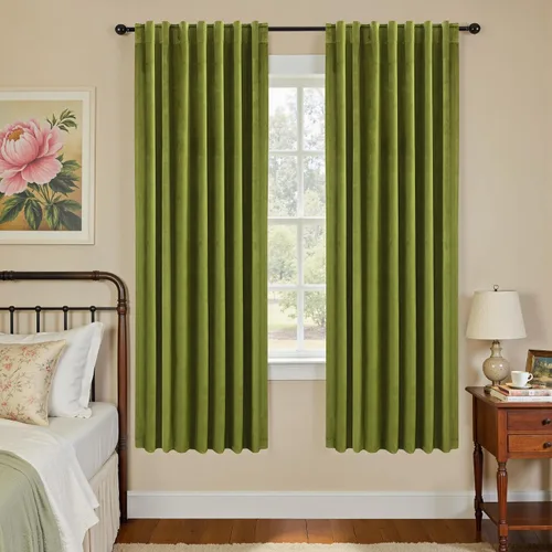 Miniatura 31 de Cortinas de terciopelo con trabilla trasera de 52 x 63 pulgadas de color naranja quemado de KOUFALL