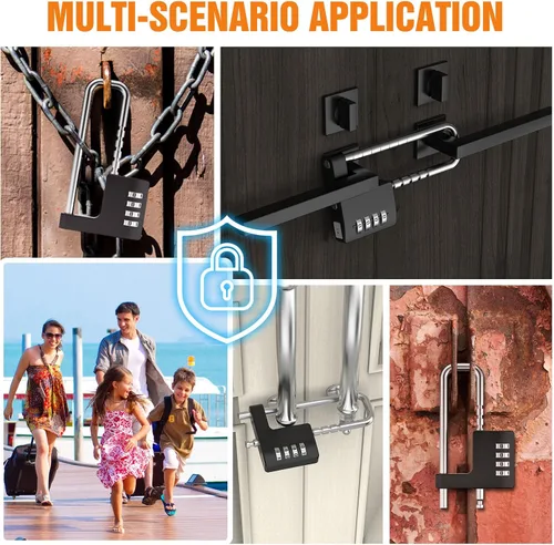 Miniatura 7 de Cerradura de gabinete con combinación, cerradura de armario de combinación ajustable en forma de U para armario de gimnasio, armario, vallas, Negro