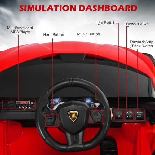 Miniatura 6 de INFANS Lamborghini Sian - Automóvil de 12 V para niños, control remoto para padres, suspensión de resorte, reproductor MP3, automóvil eléctrico