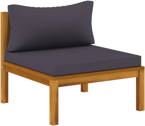 Miniatura 8 de Sillón de jardín, muebles de patio al aire libre, juego de 5 piezas con cojín, madera de acacia maciza para césped, jardín, patio, piscina, porche