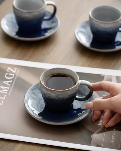 Miniatura 6 de Juego de 4 tazas de café espresso de 3 onzas, mini taza de café espresso doble italiano, tazas vintage pequeñas de cerámica con platillo para café