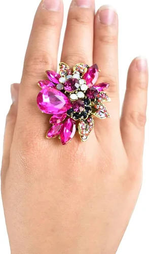 Miniatura 2 de NYFASHION101 Anillo elástico de moda para mujer con piedra marqués de vid
