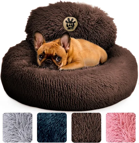Miniatura 29 de PetJett - Cama calmante para perros pequeños, camas en forma de dona de 23 pulgadas, antideslizante y lavable, cama para mascotas de piel sintética