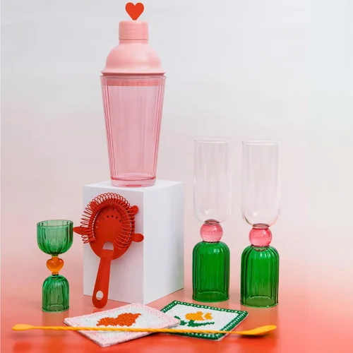 Miniatura 6 de ban.do Juego de 2 copas de bar de 6.6 onzas para adultos, copas de cóctel únicas de vino y champán, cristalería estética para carrito de bar (verde)