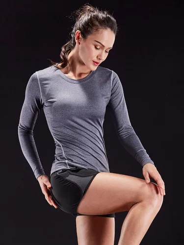 Miniatura 6 de CADMUS Paquete de 1 o 3 camisetas de entrenamiento de manga larga para mujer, camiseta de compresión de ajuste seco para correr