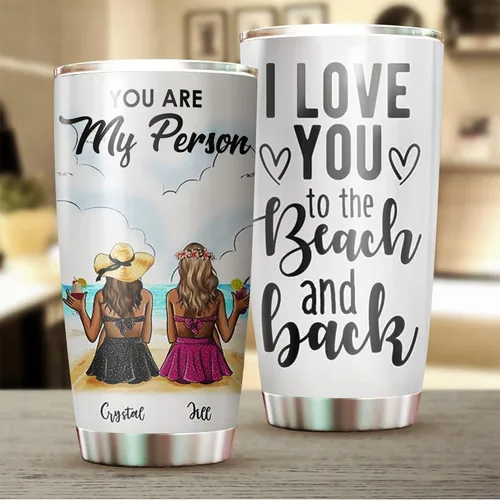 Miniatura 3 de Vaso personalizado con texto en inglés "I Love You To The Beach And Back", taza de café, taza de camping, vaso de vino, vaso delgado, regalos para 22